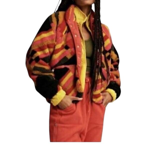 Free People Rocky Ridge Multicolor Geo Print Jacket, Active, Streetwear, City, S - Picture 1 of 11